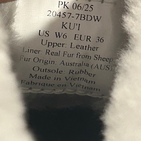 OluKai Women's Real Fur From Sheep Cuff Slip-On Slippers - Light Gray NWOT - Picture 7 of 9